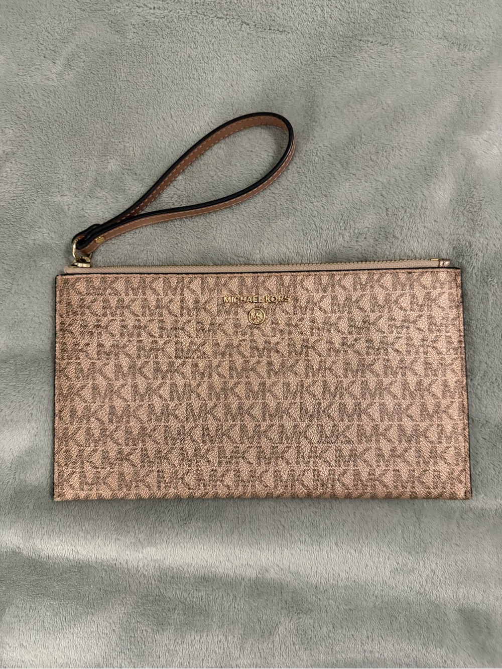 Michael Kors Rose Gold MK Logo Wristlet Clutch
